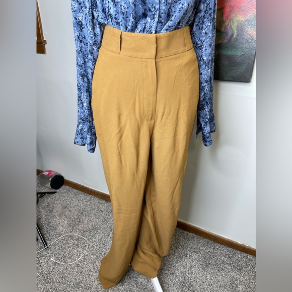 Massimo Dutti New Camel Viscose Wide Leg Flowy Dress Career Pants Lightweight 8 - Picture 2 of 10